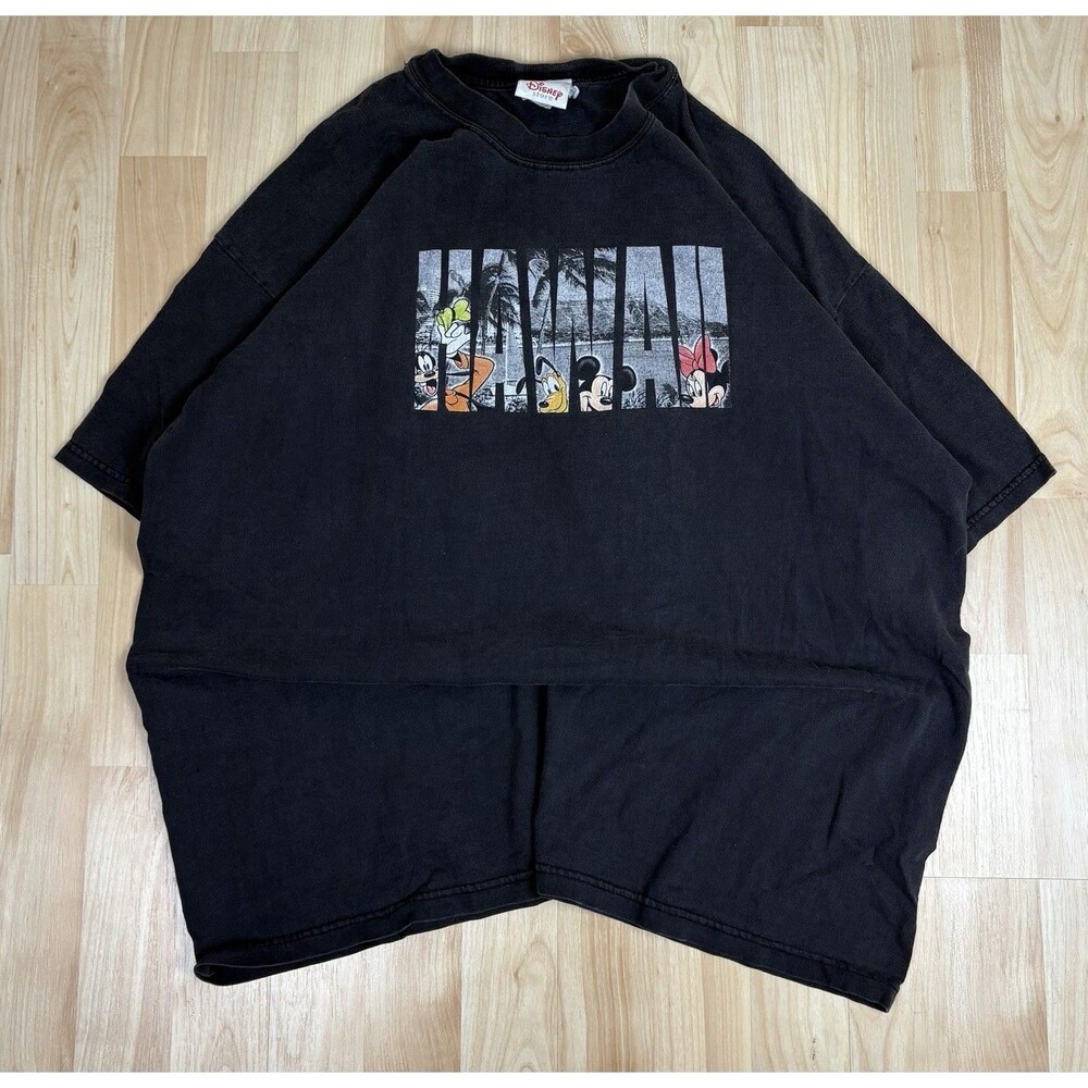 Y2K Disney Hawaii Graphic T-Shirt / Black / Size XL / Short Sleeve